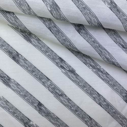 Ткань Муслин белого цвета с принтом  диагональные полосы  16739
