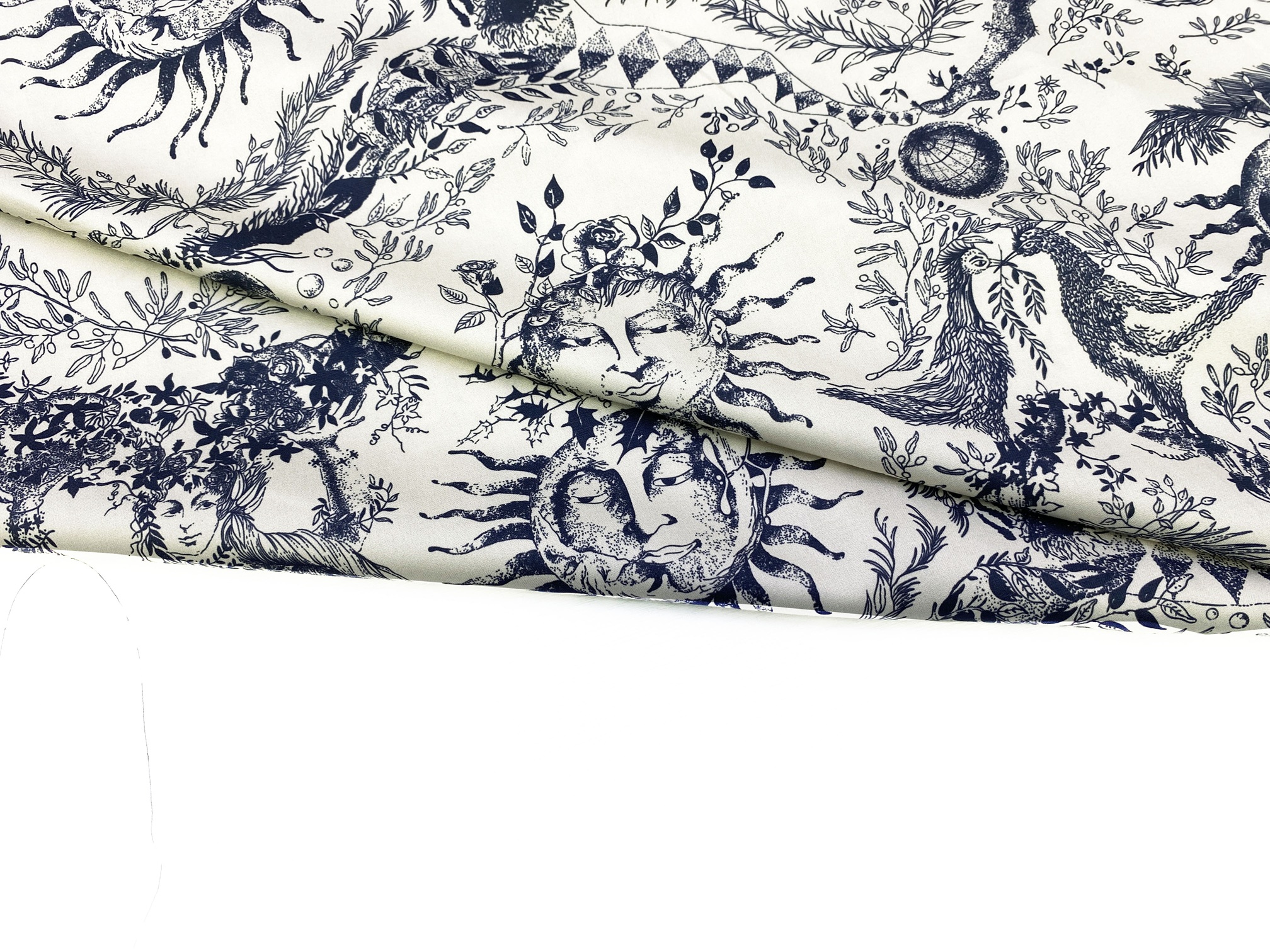 Ткань Хлопок  бежевого цвета с принтом солнце 14262 4